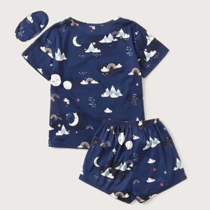 Cartoon Graphic PJ Set & Eye Cover size xs
